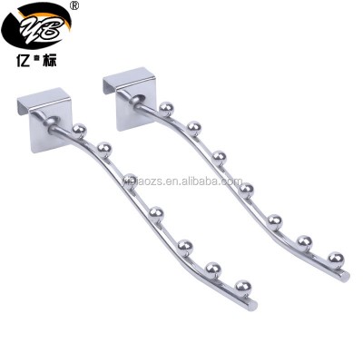 Shop Or Supermarket Metal Chrome Square Tube Metal Ball Hooks For Hanging Clothes